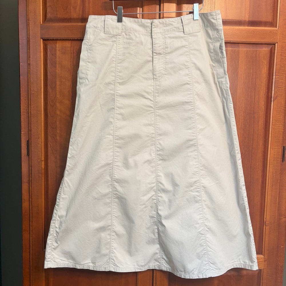 Eddie Bauer Khaki 100% Cotton A-Line Midi Skirt Womens 14 Tall